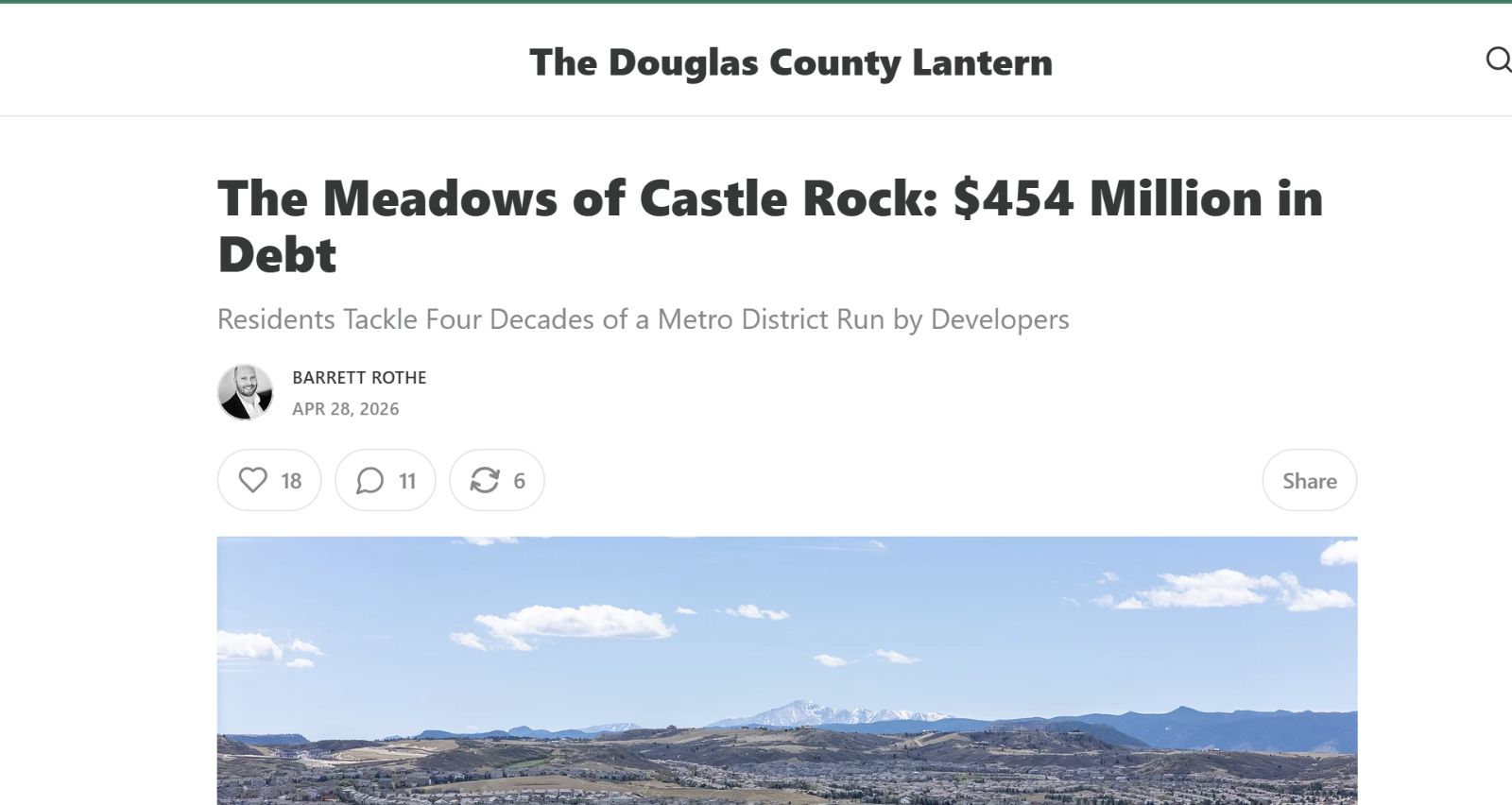 The Meadows Metro Tax District In Serious Debt