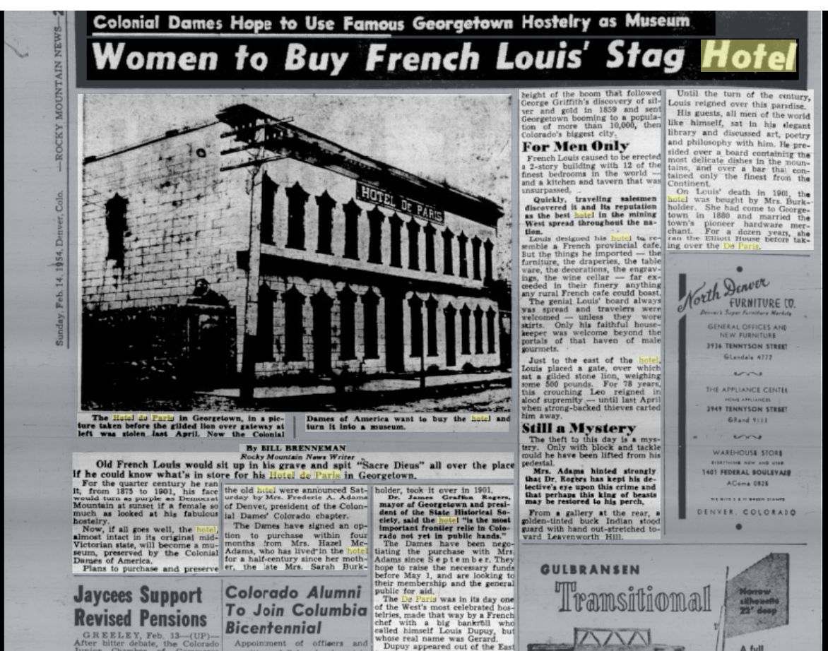 Article on Colonial Dames Buying Hotel