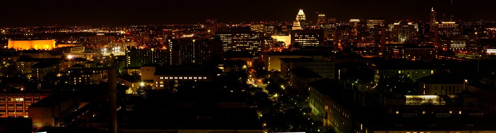 "Austin Skyline: view from Robert Lee Moore building" by Kumar Appaiah is licensed under CC BY-SA 2.0.