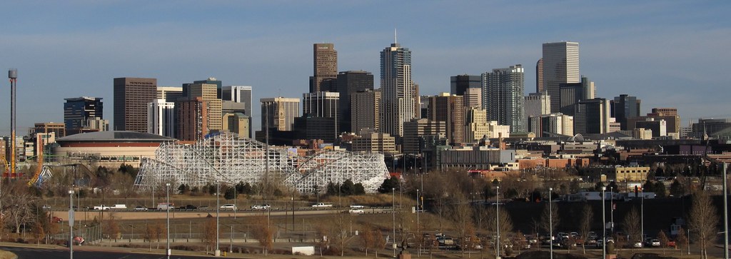 "Denver Skyline from Sports Authority Field at Mile High, Denver, Colorado" by Ken Lund is licensed under CC BY-SA 2.0.