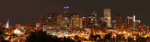"Panorama: Denver Skyline at Night" by JoeInSouthernCA is licensed under CC BY-ND 2.0.