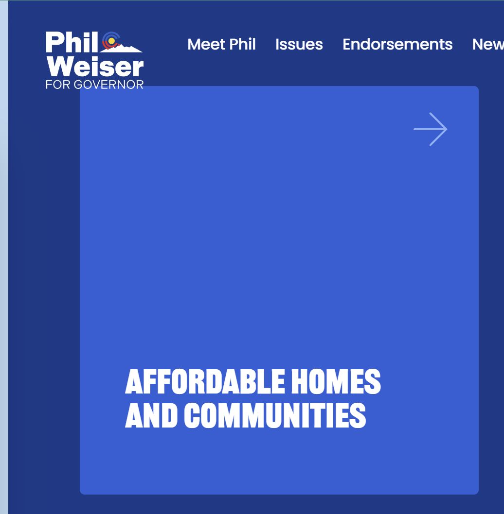 Weiser with Affordable Homes as #1 issue on website
