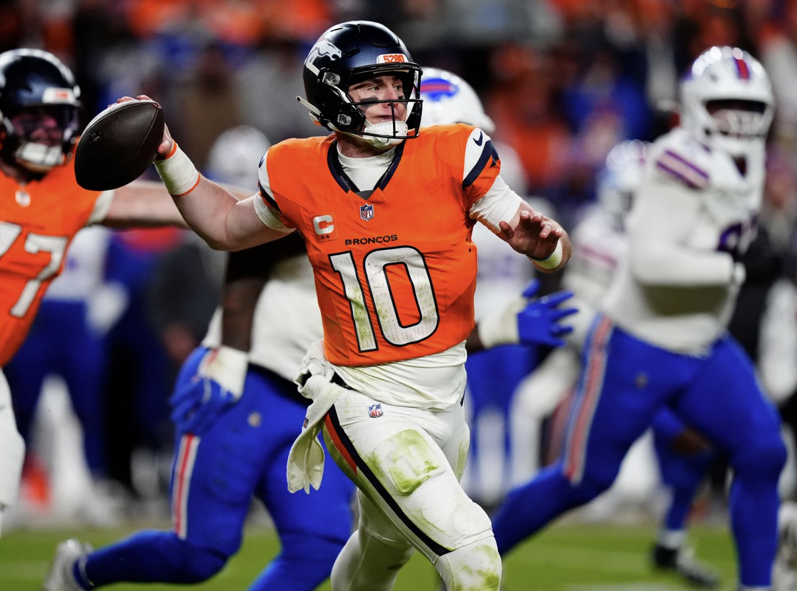 Bo Nix QB of Broncos Off of Injury