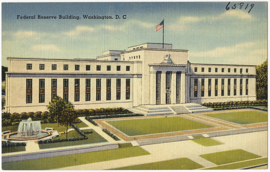 "Federal Reserve Building, Washington, D. C." by Boston Public Library is licensed under CC BY 2.0.
