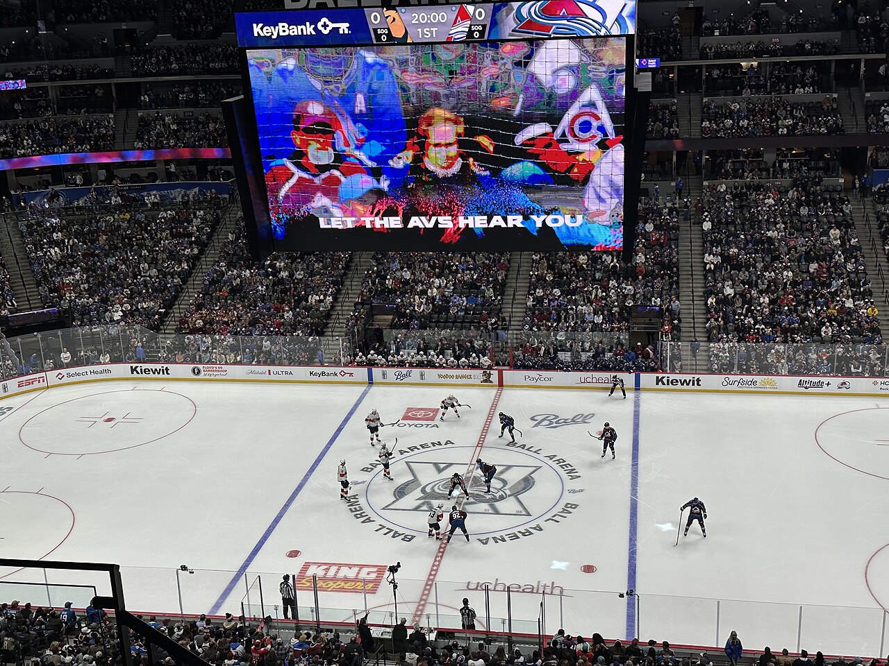 Fans pack Ball Arena for an Avalanche game downtown