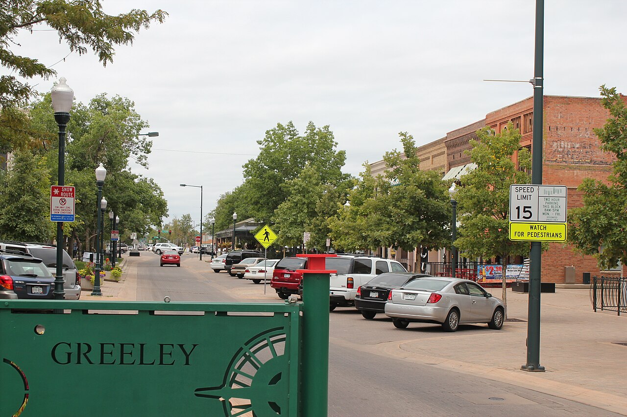 Historic brick storefronts line downtown Greeley as housing costs climb