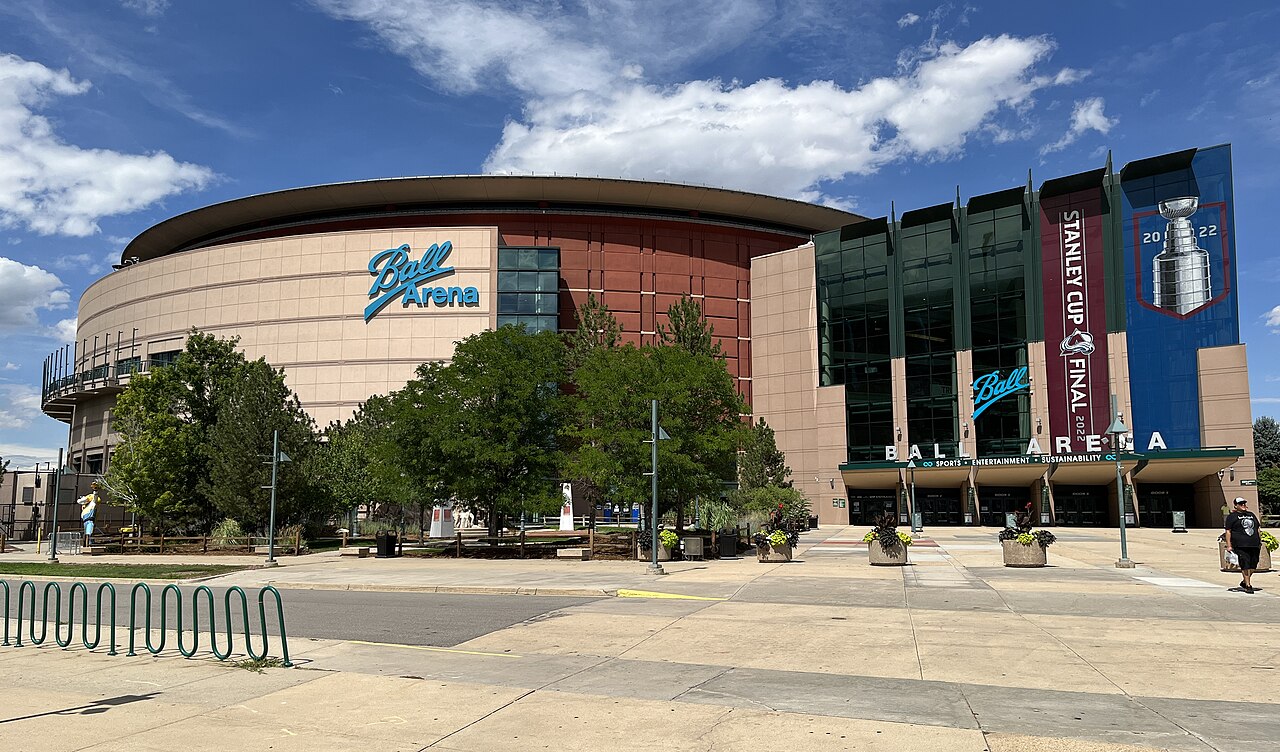 "Ball Arena exterior 2022" by Troutfarm27 is licensed under CC BY-SA 4.0.